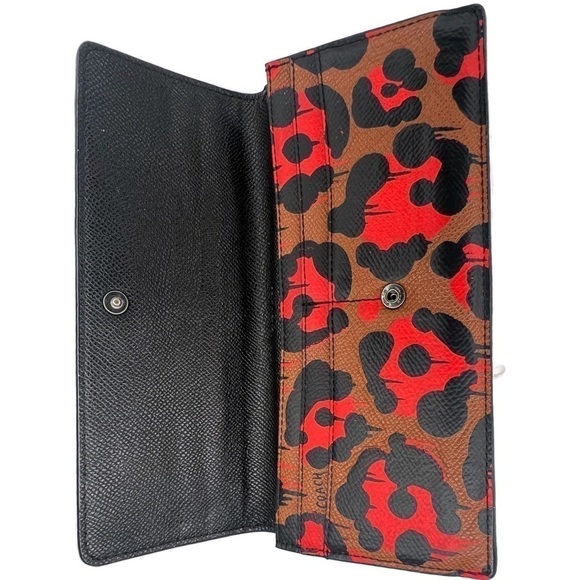 Coach Wild Beast RARE Leopard Orange Brown Animal Print Leather Wallet NWOT - Picture 9 of 10
